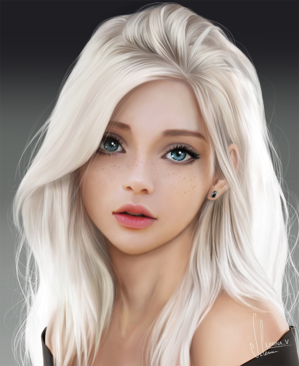 Девушка с белыми волосами арт
