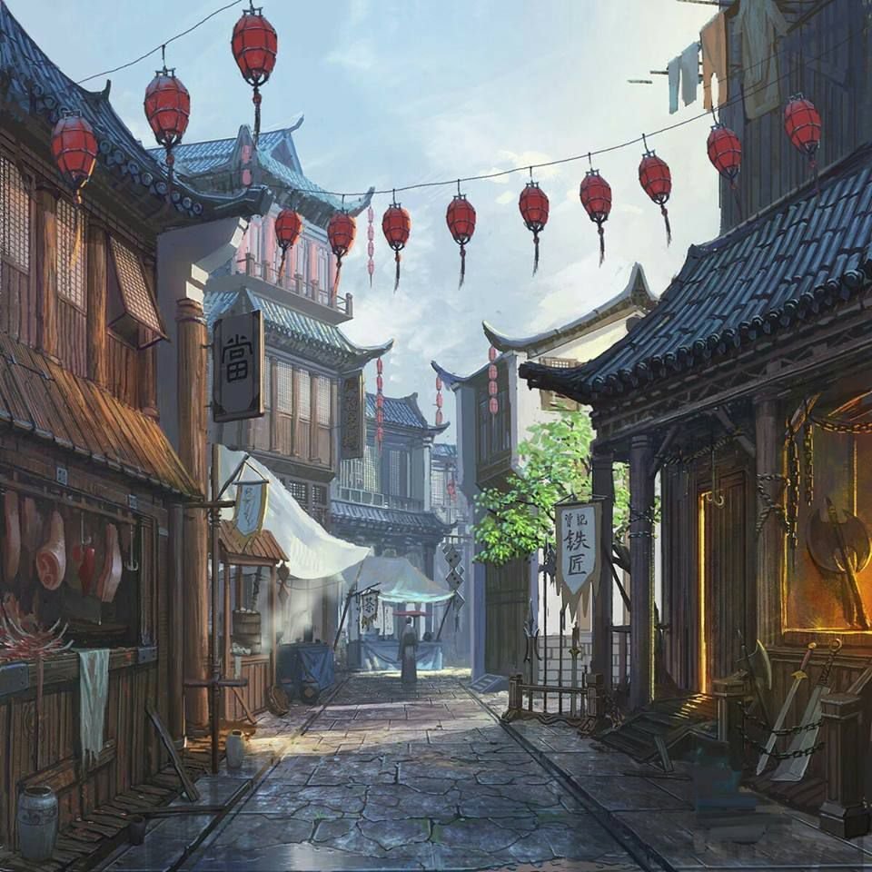 Китайская древняя улица арт