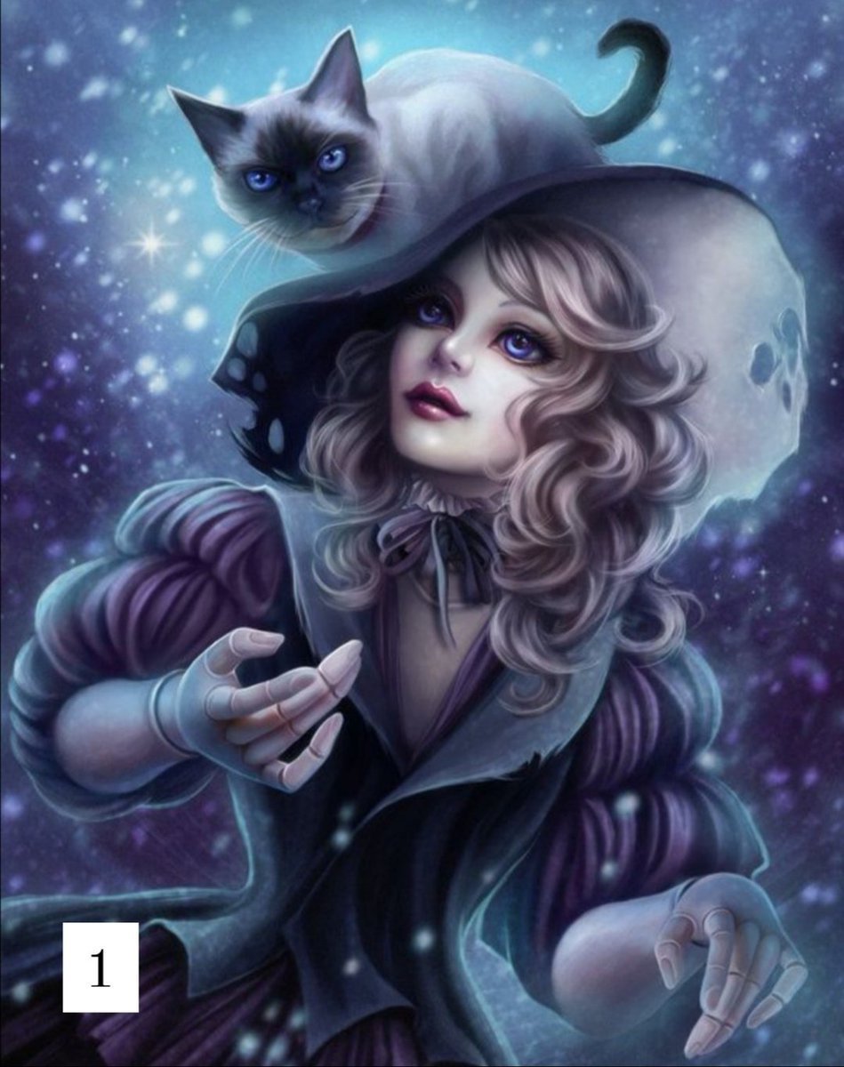 Ведьма с котом арт