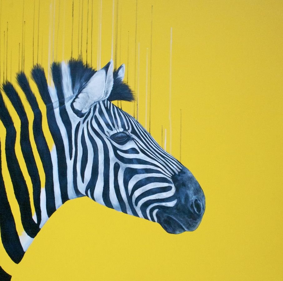 Зебра на желтом фоне