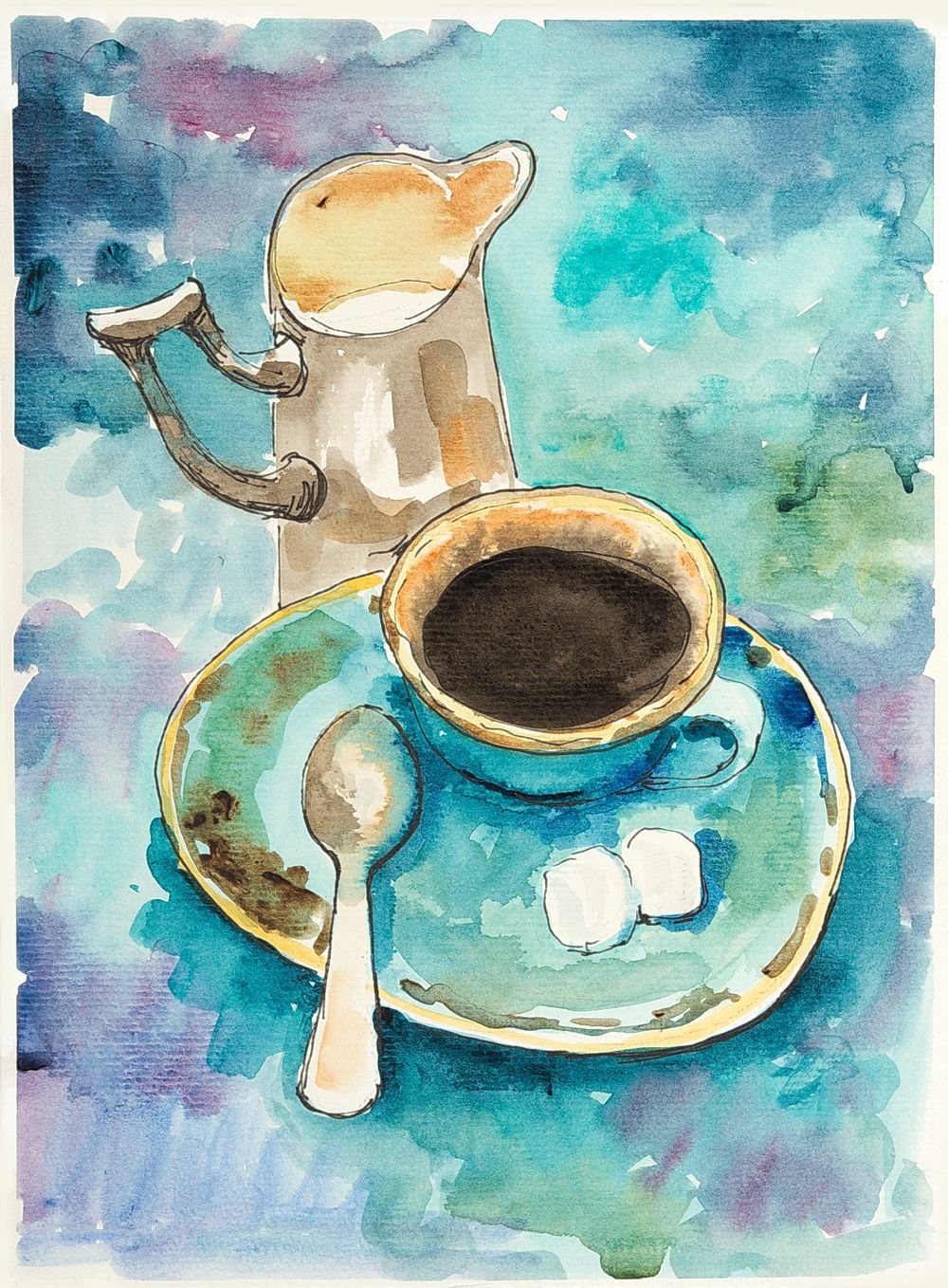Чашка кофе живопись