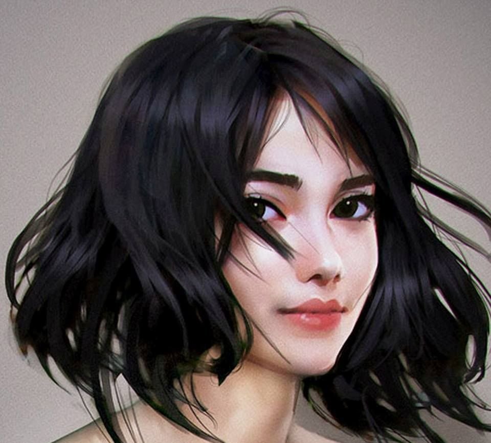 Девушка с черными волосами арт