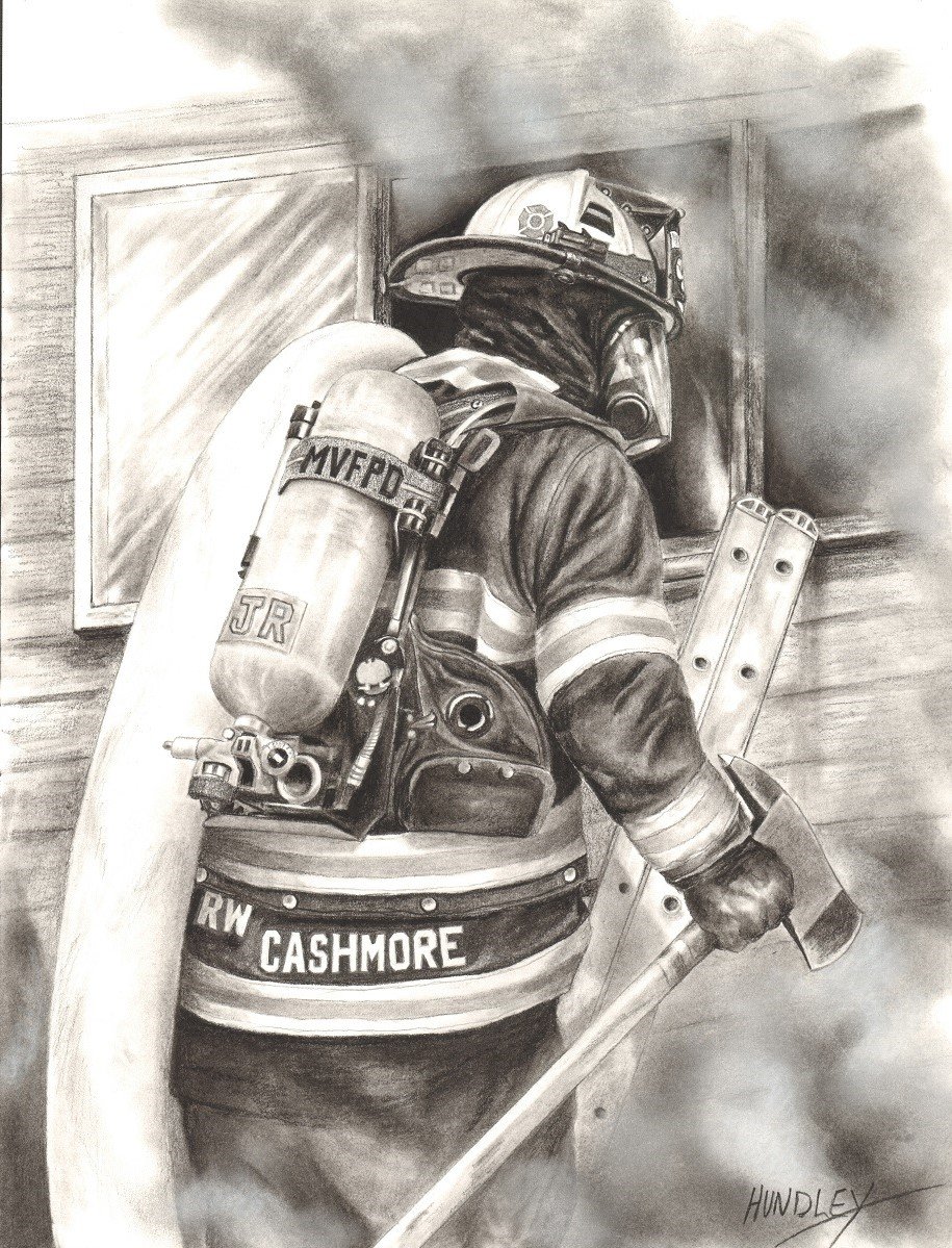 Пожарный арт рисунок