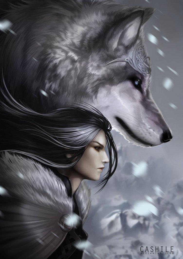 Волчица и девушка
