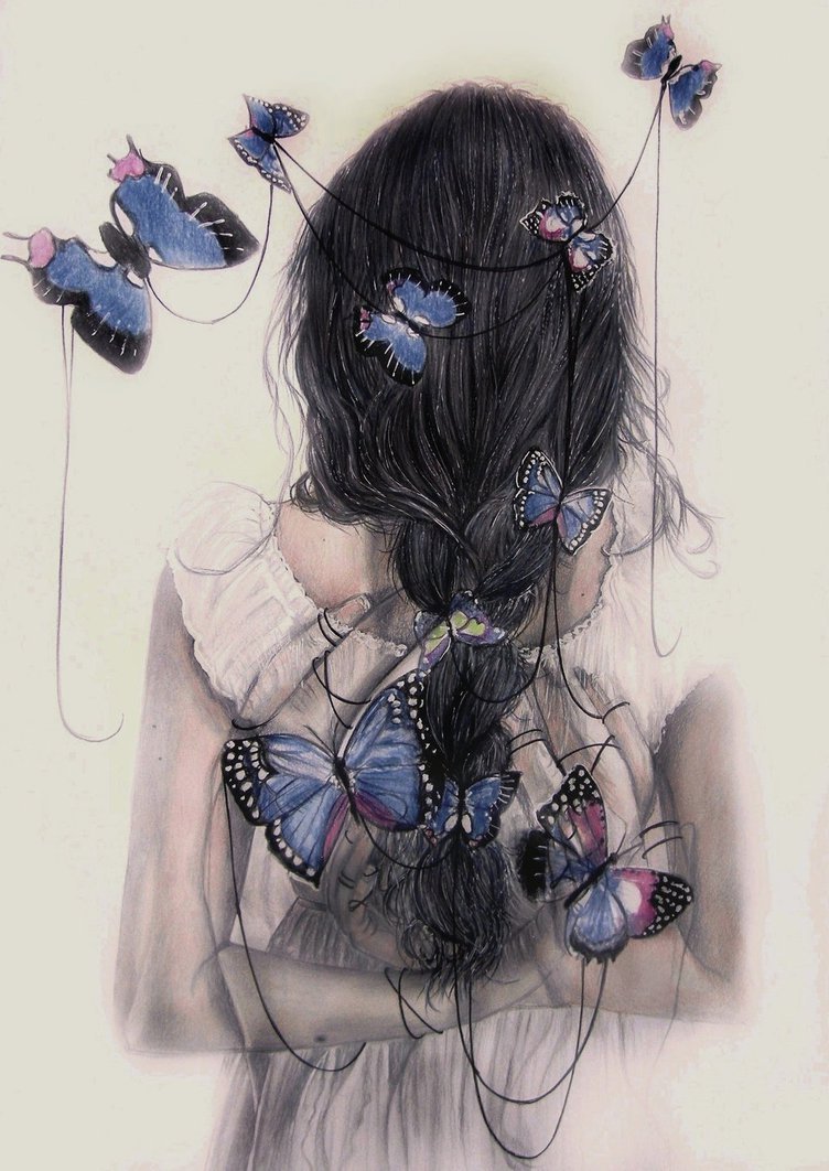 Девушка бабочка арт