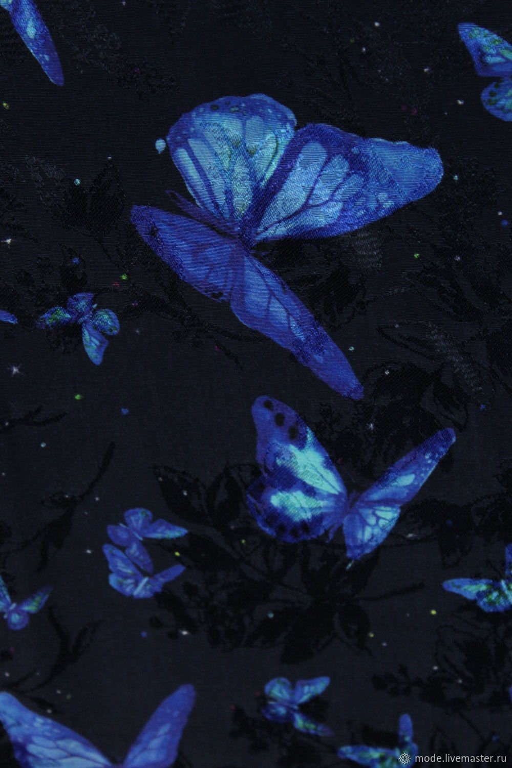 Голубая бабочка на темном фоне