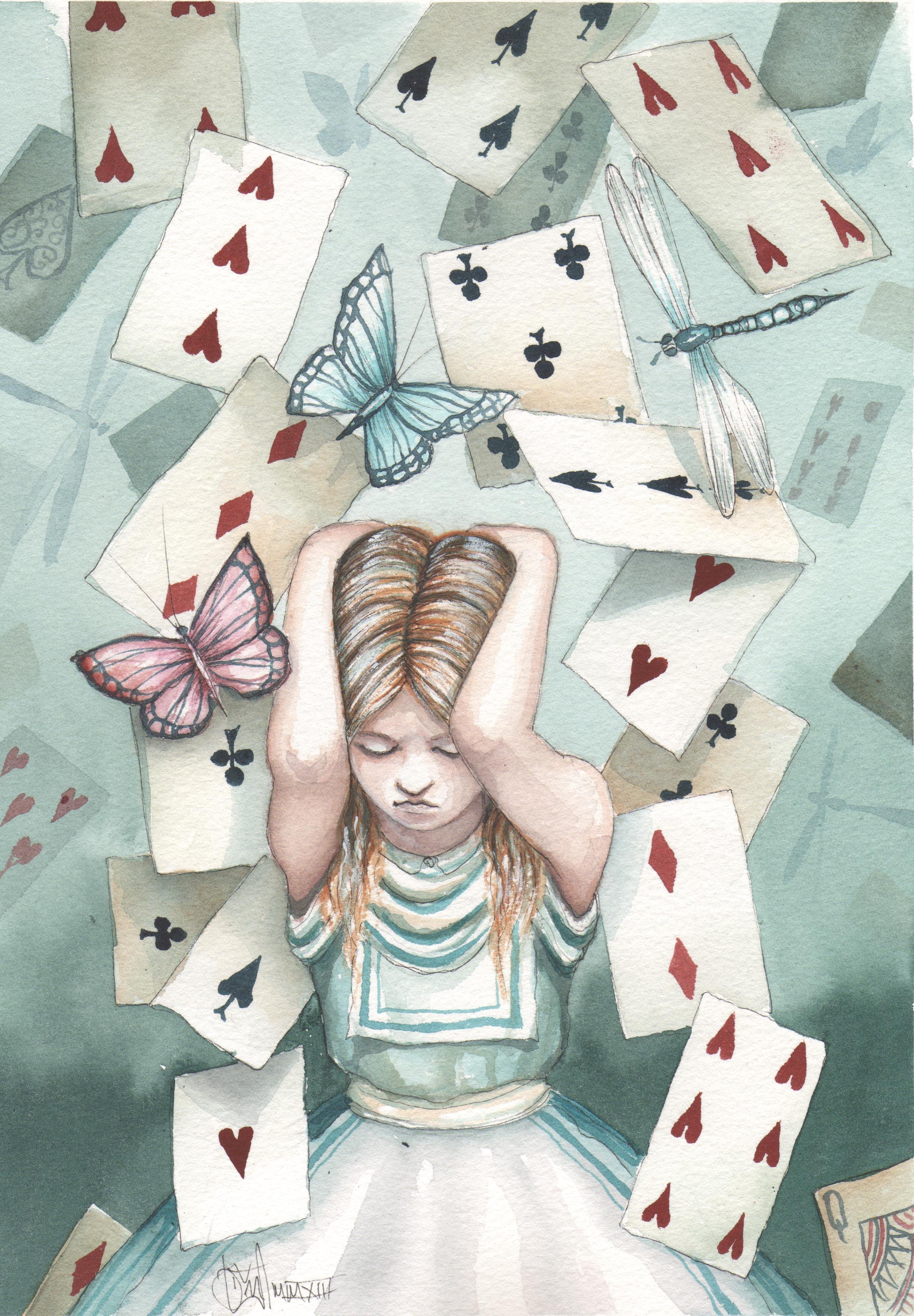 Как играть в карты с алисой. Алиса в стране чудес иллюстрации. Алиса в стране чудес иллюстрации с картами. Иллюстрации к Алисе в стране чудес Доминик Мерфи. Алисия Вондерленд.