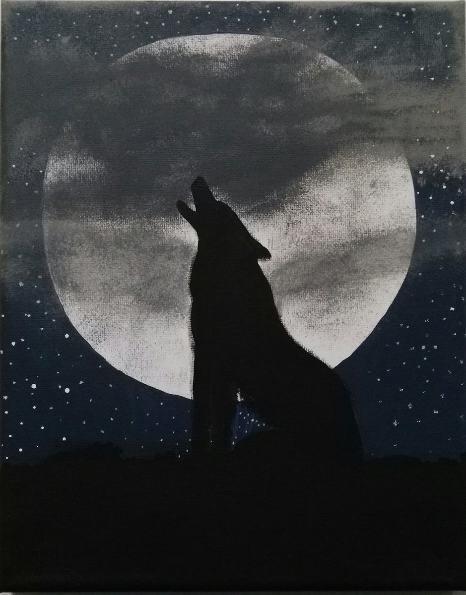 Силуэт волка на фоне космоса