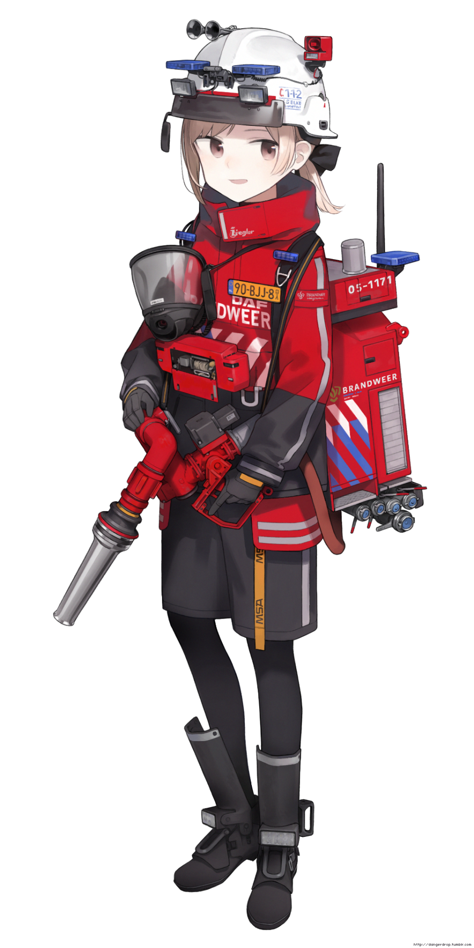 Пожарный в аниме стиле