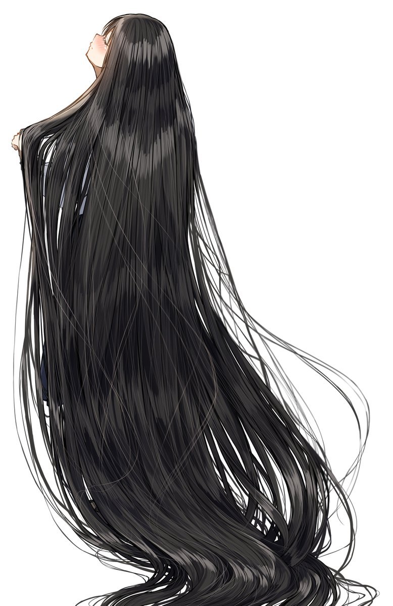 Девушка с длинными черными волосами арт