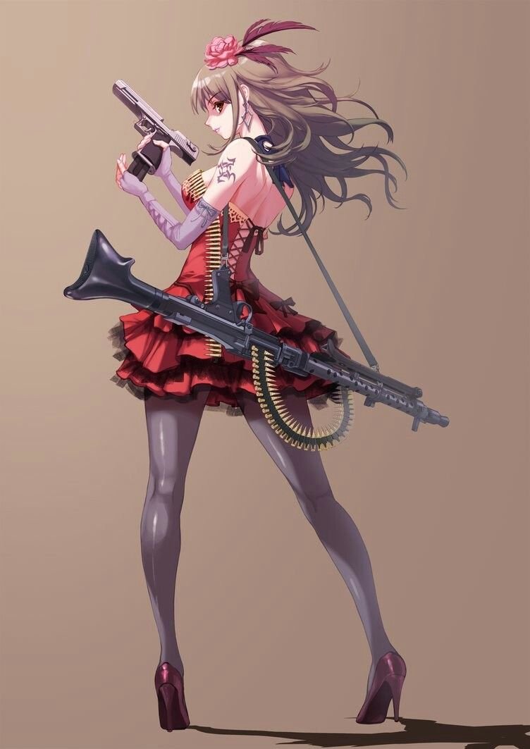 Аниме девочка с ружьем