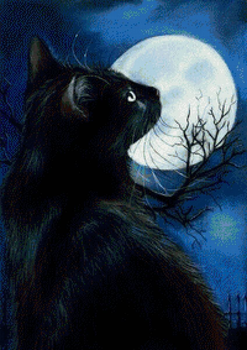 Черная кошка живопись