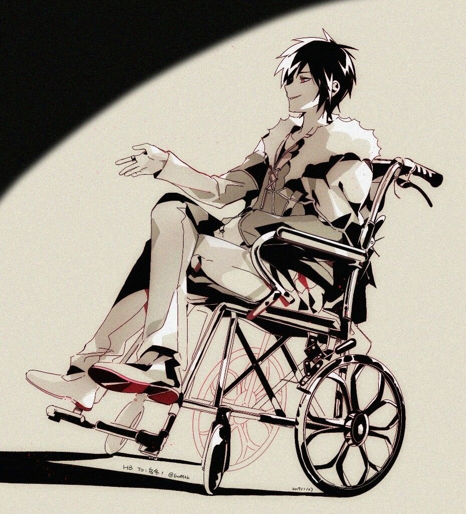 Изая Орихара в инвалидной коляске арт