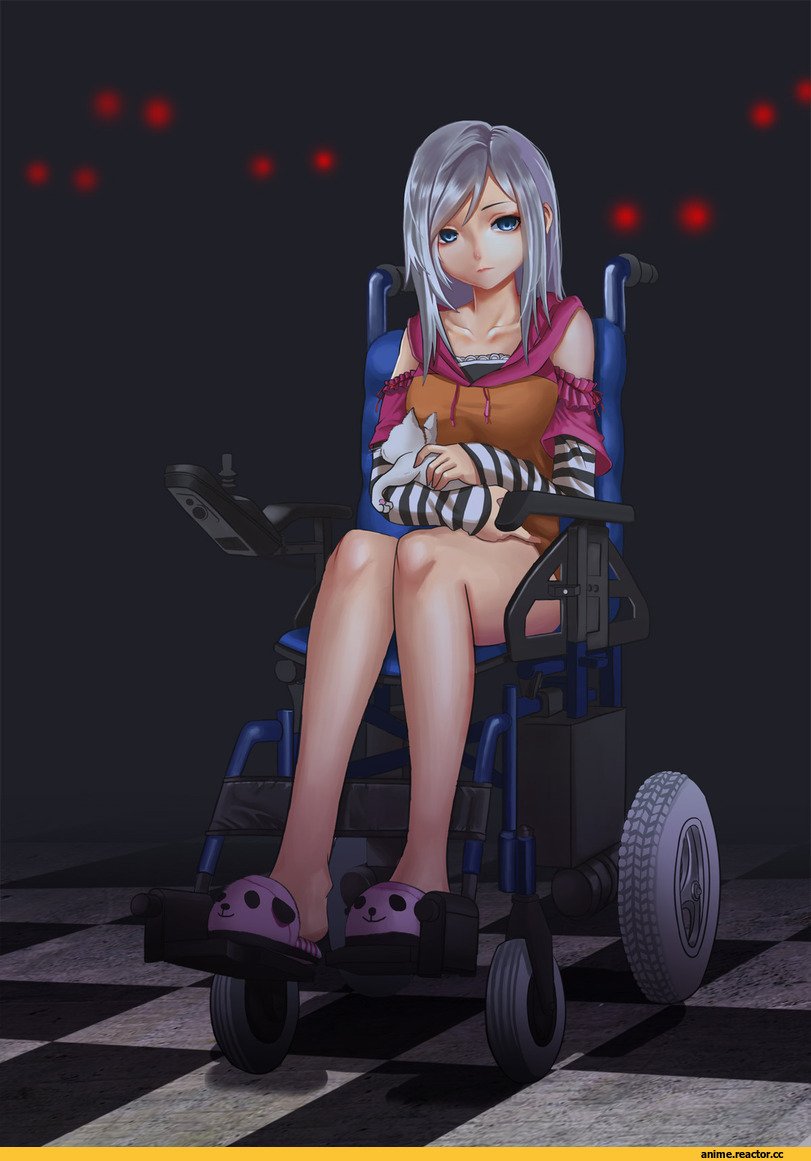 Аниме девушка в инвалидном кресле
