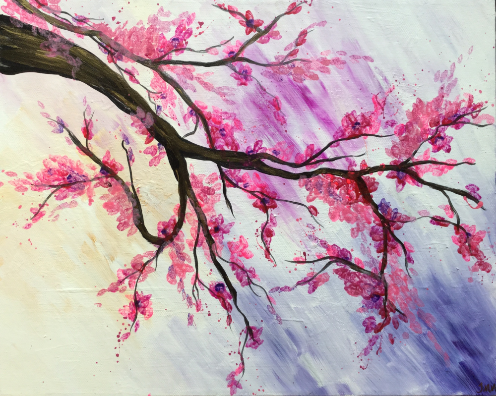 Дерево Сакуры красками