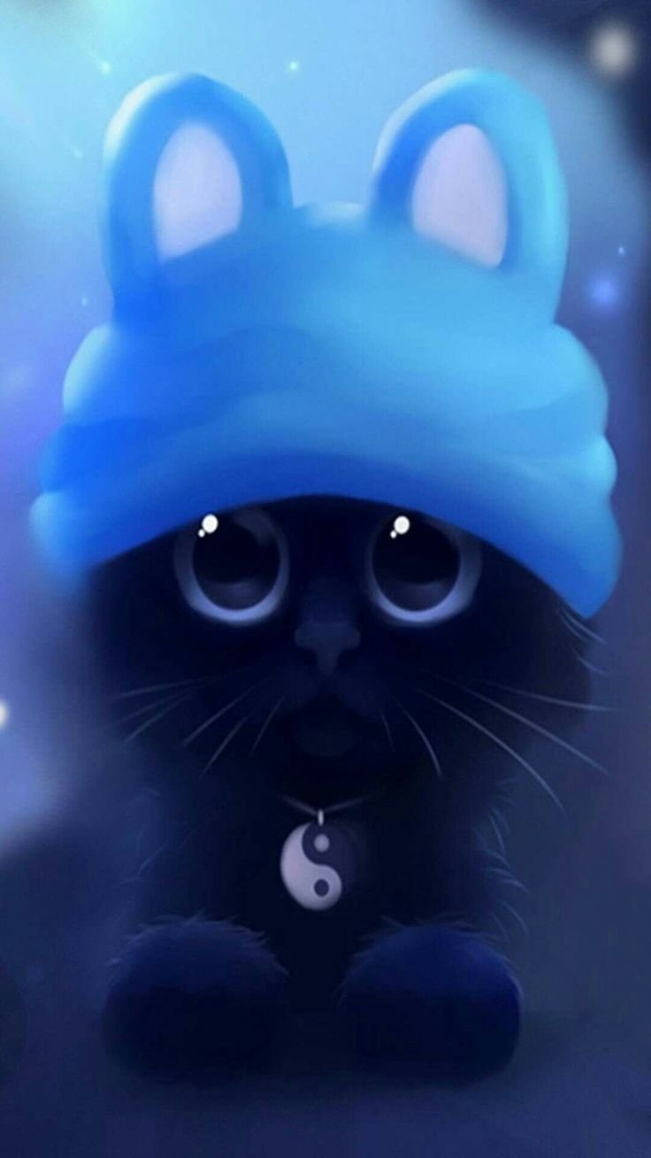 Черный кот в шапке