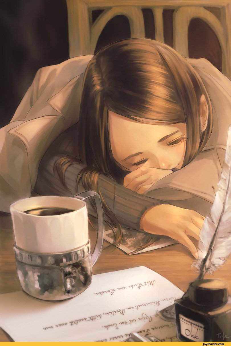 Девочка с чаем арт