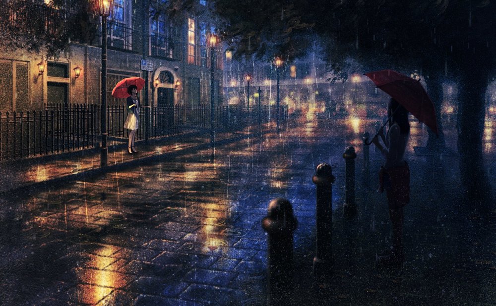 Улица под дождем