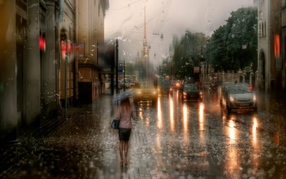 Фон дождь в городе