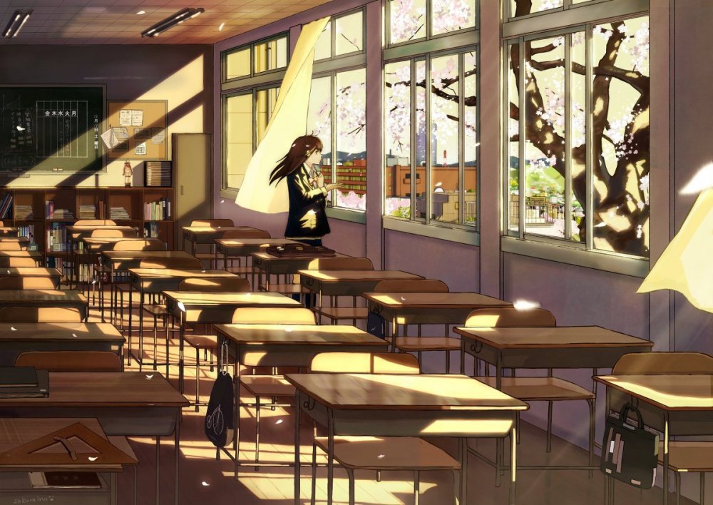 Классная комната в школе аниме