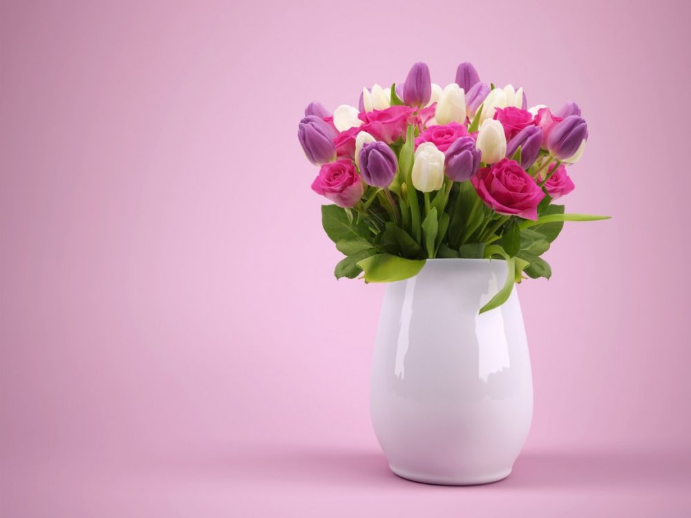 Открытка ваза с цветами