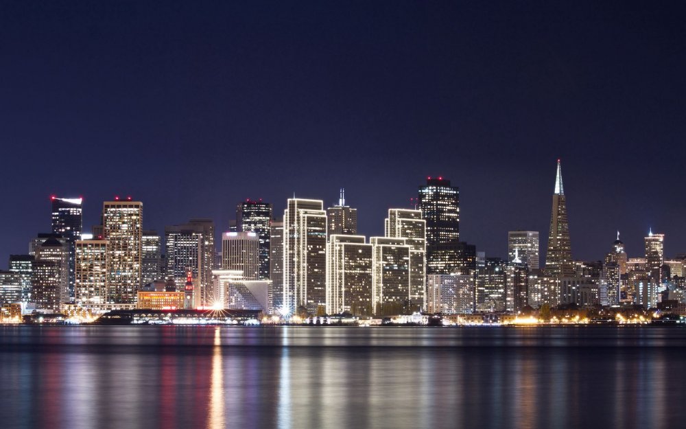 Ночной Сан Франциско небоскребы