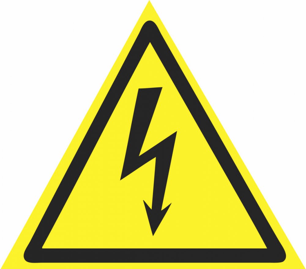 Знак пластик "опасность поражения электрическим током" молния w08