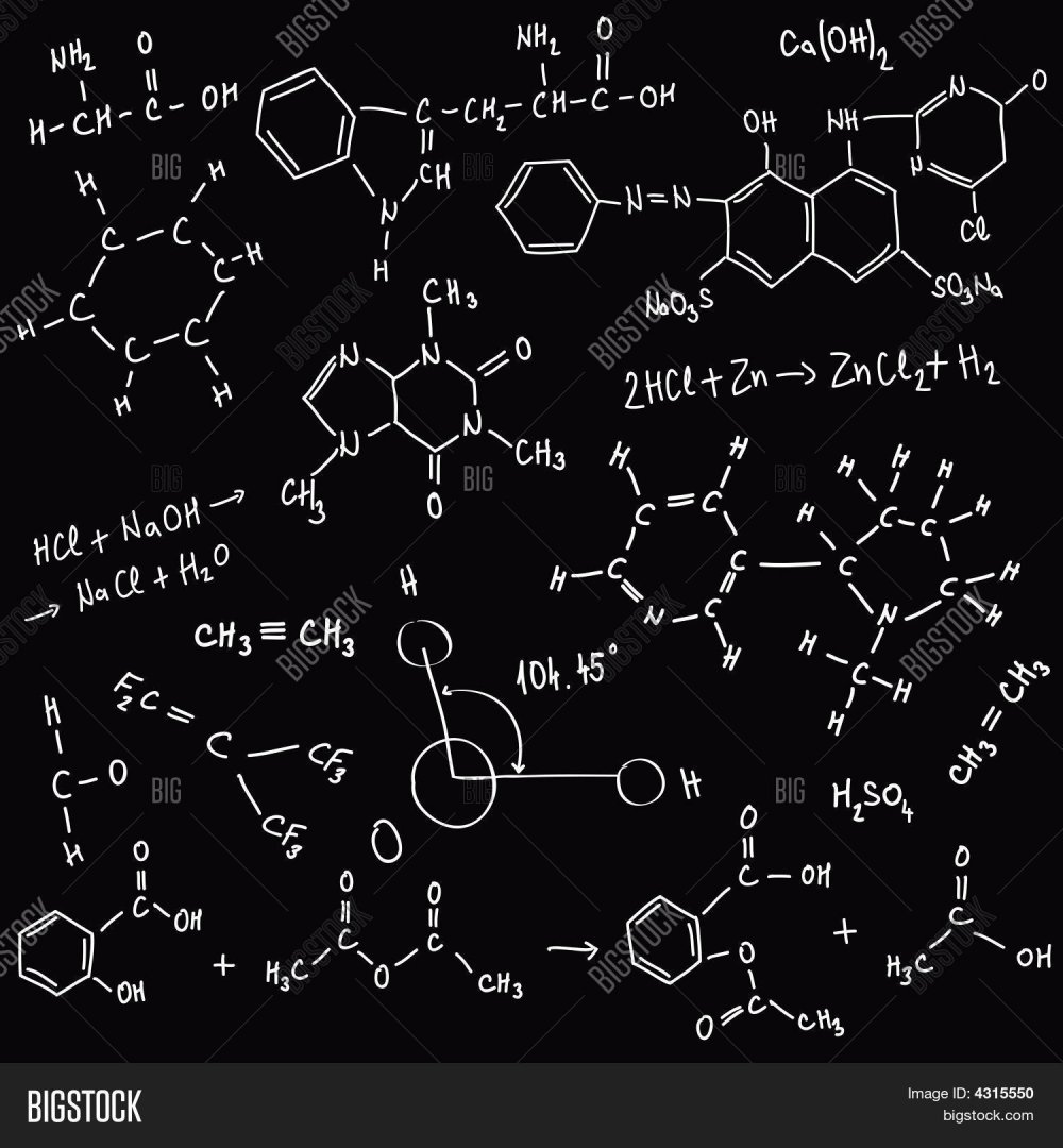 Химические формулы на черном фоне