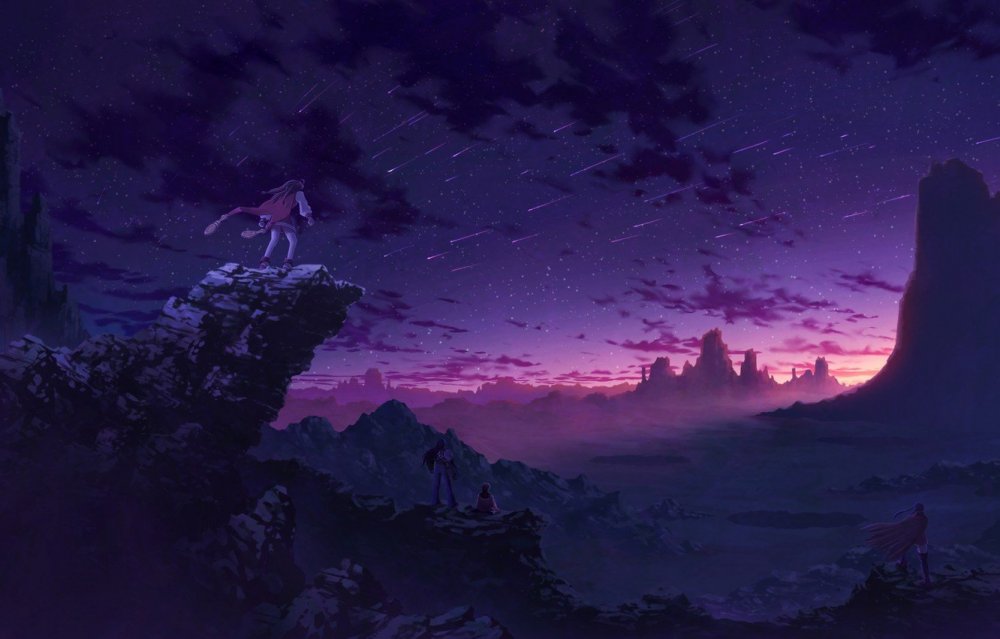 Скалы горы аниме