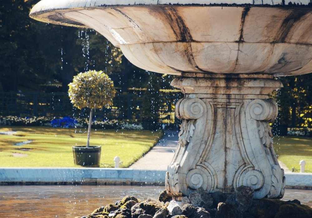 Заброшенный сад с фонтаном