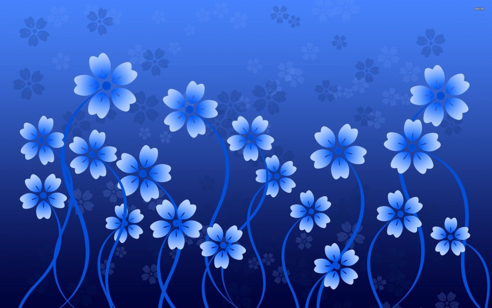 Цветы на синем фоне