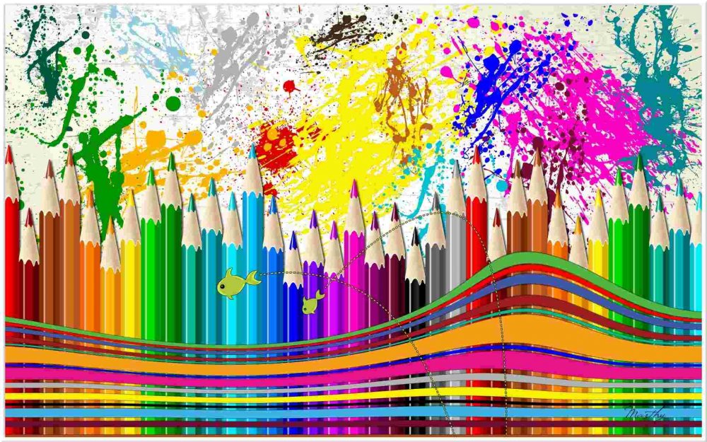 Краски и разноцветные карандаши