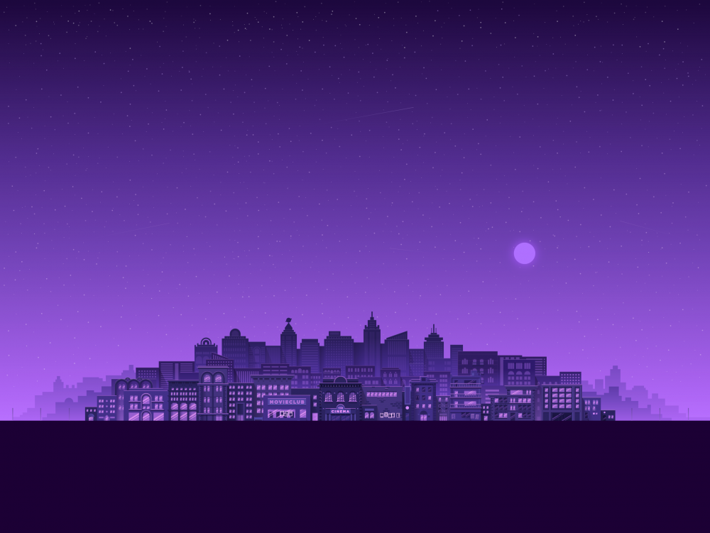 Темно фиолетовый город
