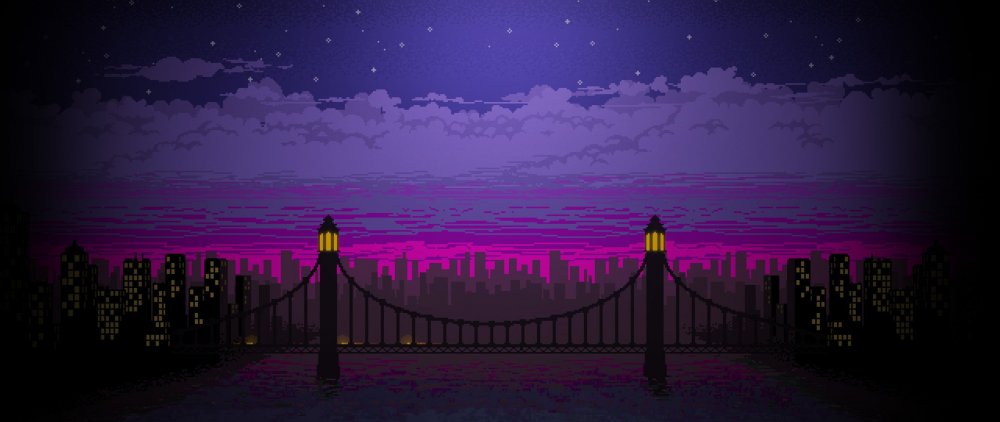 Пиксельный город мост