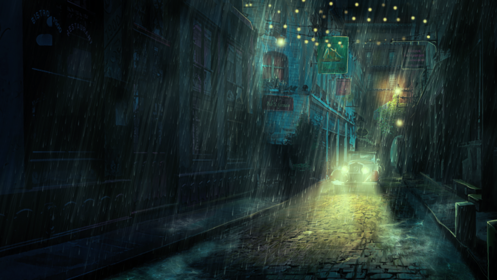 Темная улица дождливая аниме