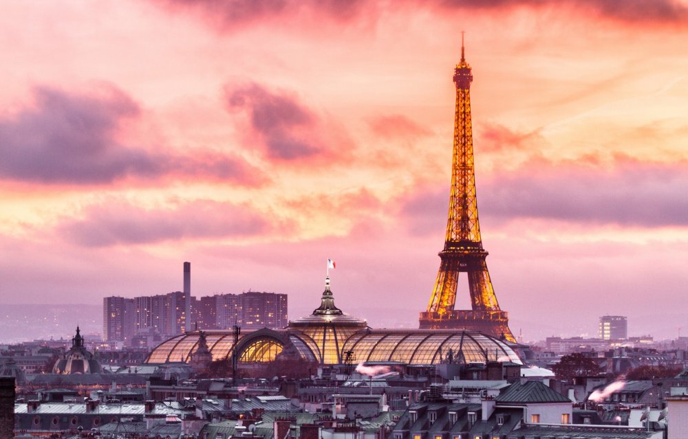 Париж башня ночью