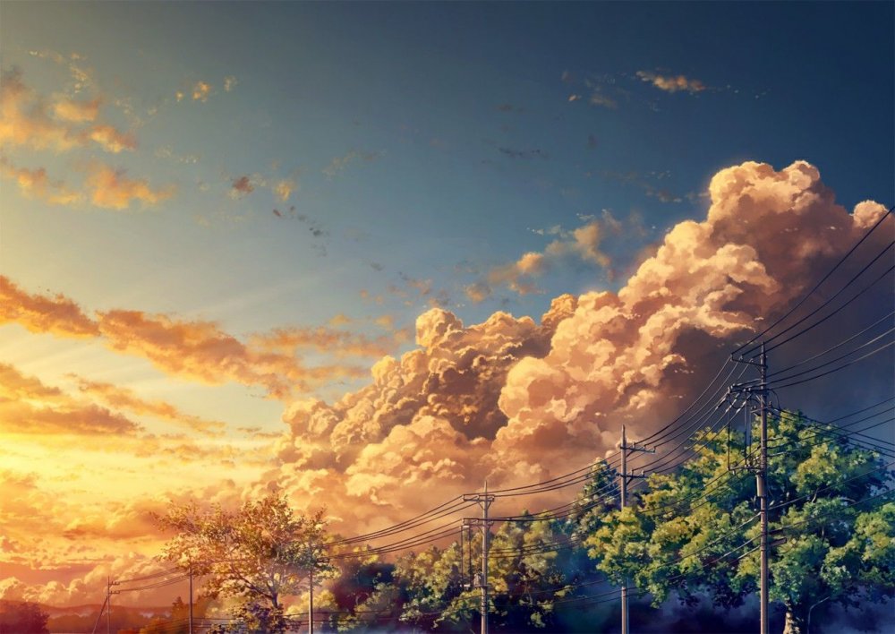 Закатное небо аниме