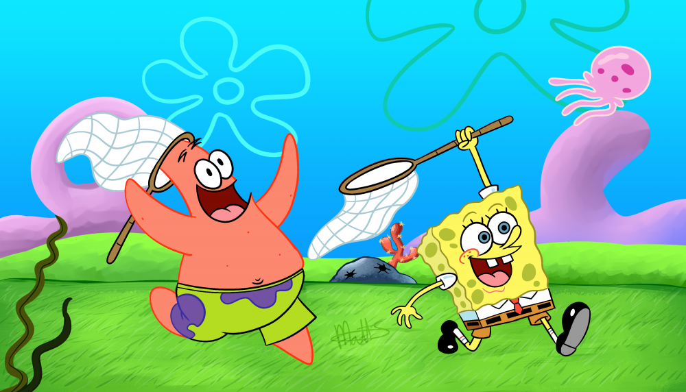 Спанч Боб и Патрик ловят медуз