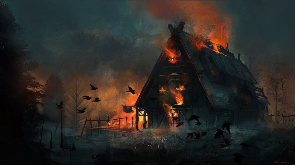Сгоревший дом арт