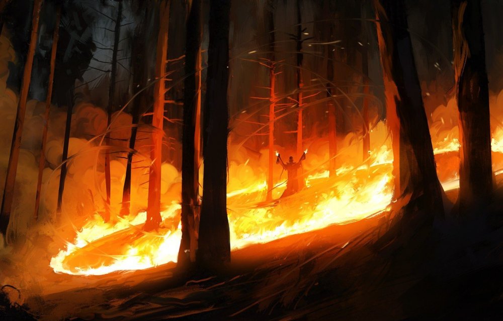 Лес в огне арт
