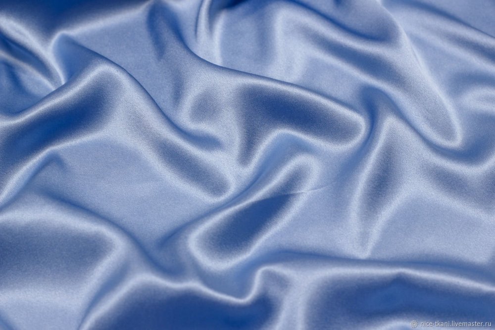 Голубой атлас ткань