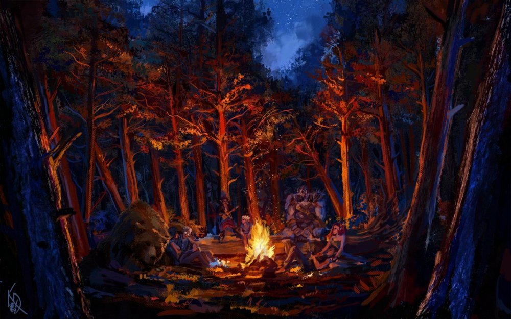 Лагерь разбойников в лесу арт
