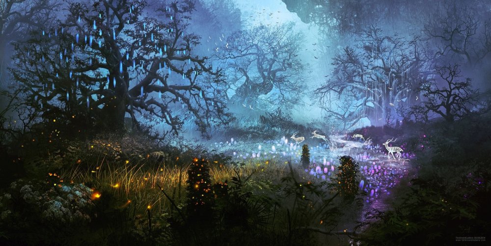 Сказочный ночной лес