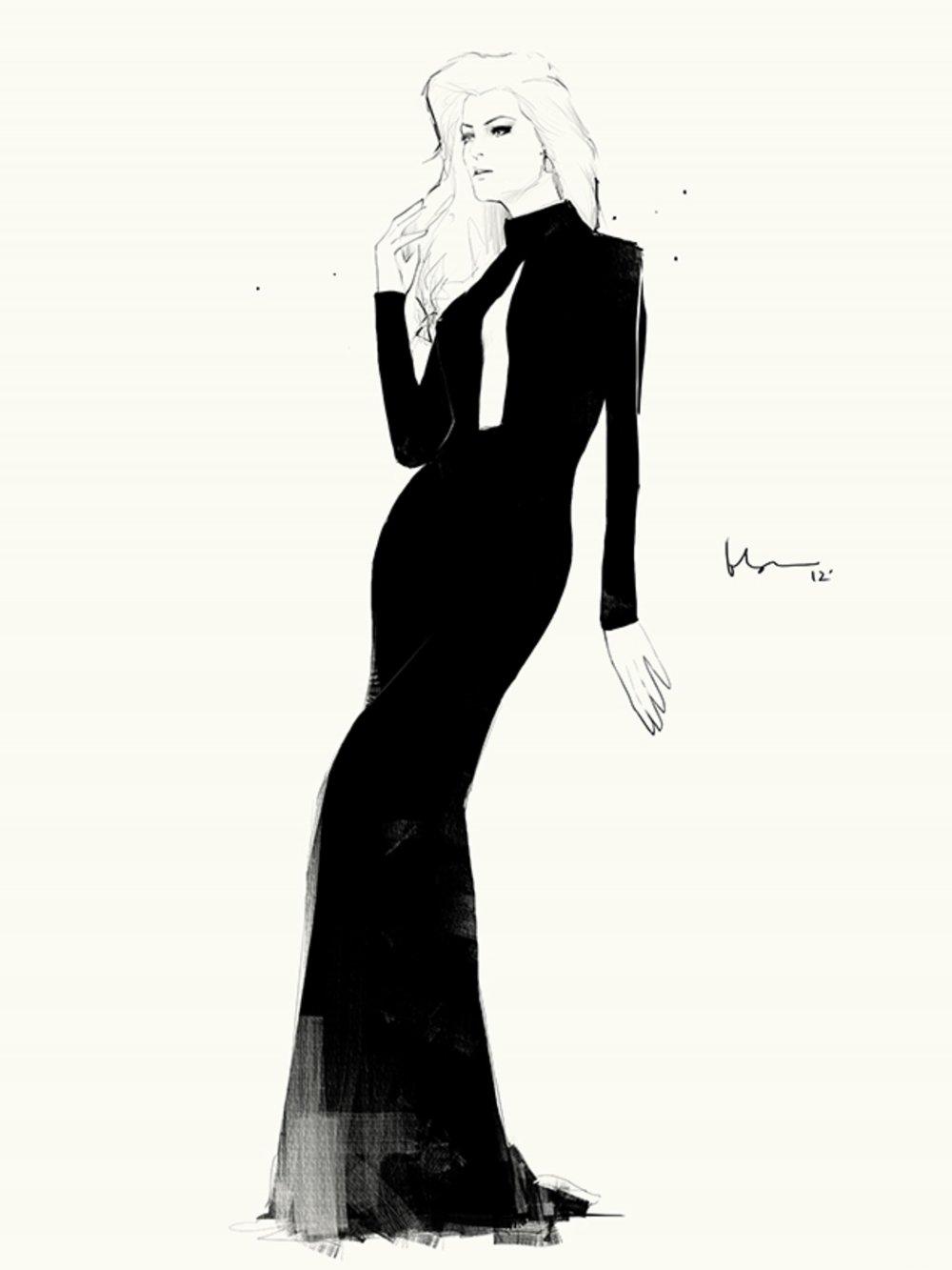 Девушка в черном длинном платье