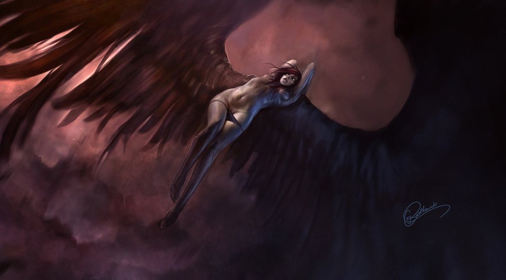 Ангел с темными крыльями