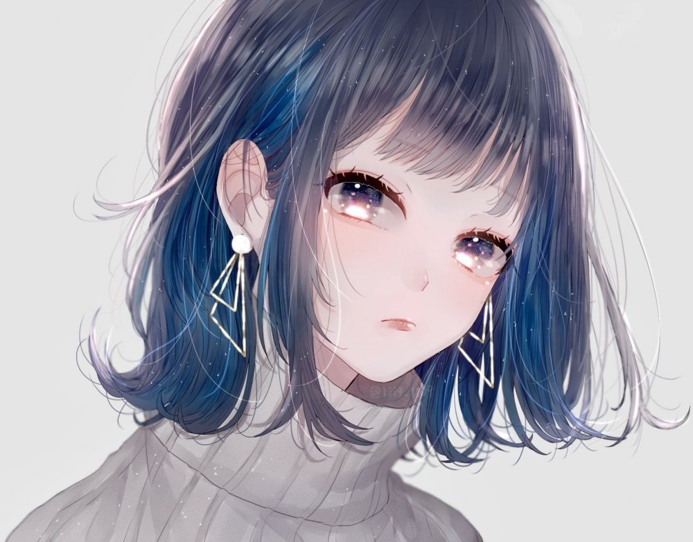 Девушка с темно синими волосами арт