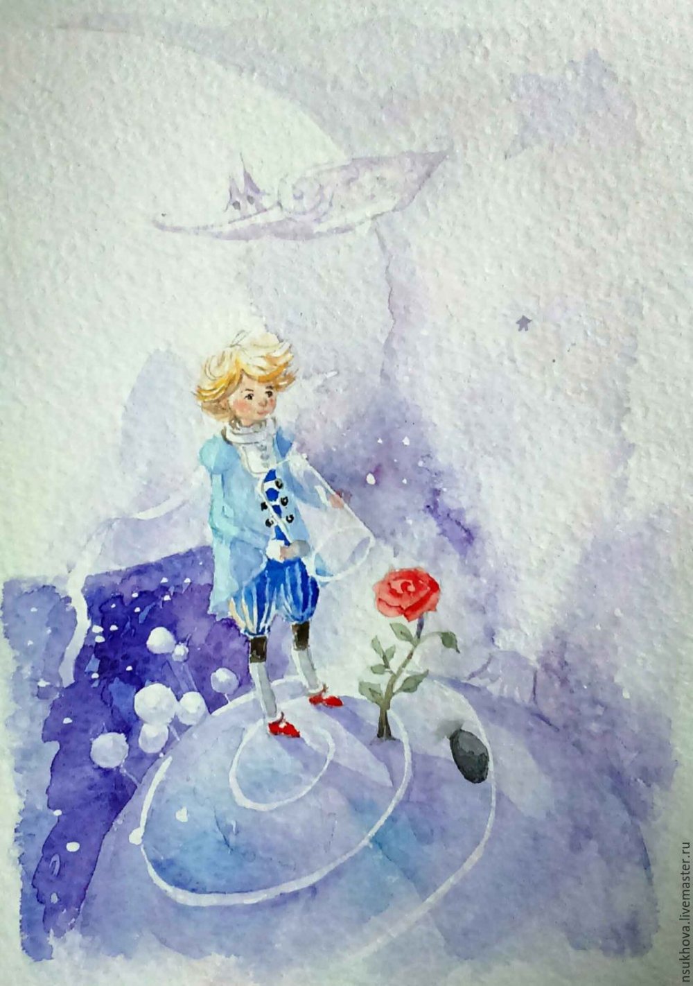 Маленький принц иллюстрации Экзюпери акварель