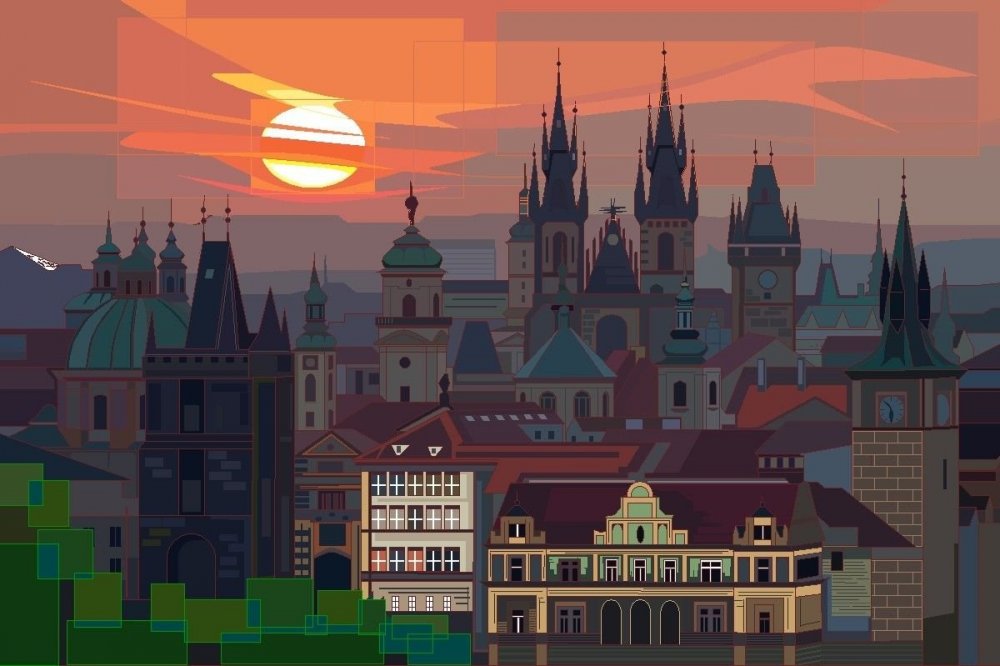 Пиксельные пейзажи города