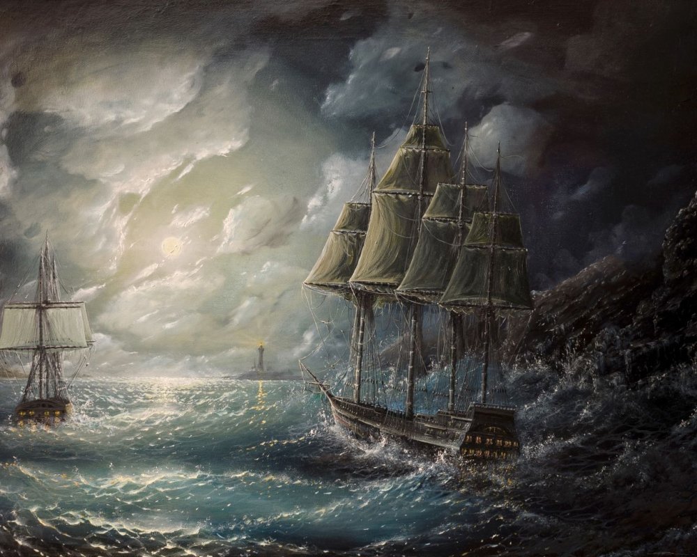 Мановар корабль море картина Айвазовского
