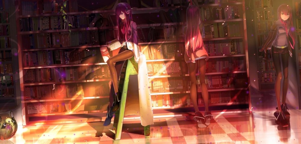 Аниме девушка в волшебной библиотеке
